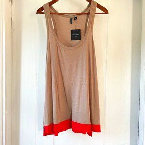 Cynthia Rowley Tank Top Size Large Layer Racerback Taupe Pink Cotton Blend NWT